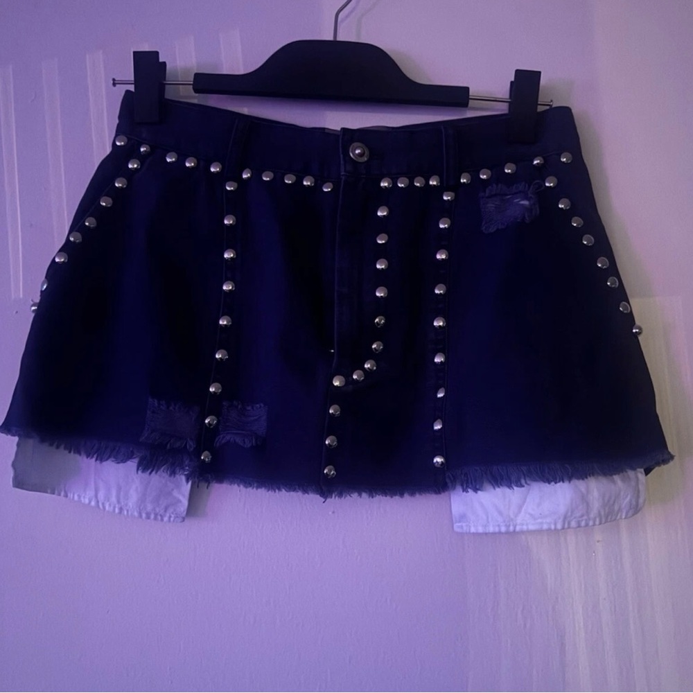 Privacy Please Studded Carpenter Mini Skirt